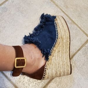 Chloe denim wedge sandles